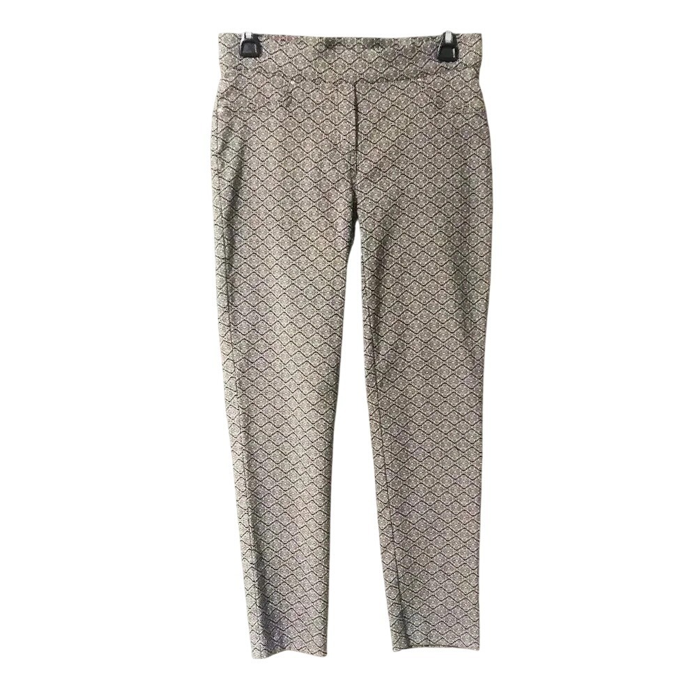 89th & Madison Womens Black White Geometric Diamond Print Pull On Pants Small